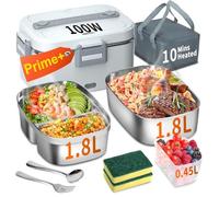 IFENROL Electric Heated Lunch Box 100W 3 in 1 Fast Heating Portable for Adults with 2 Containers (Single Compartment and Compartment) for Car, Truck, Office, 12V/24V/110V (Pack of 3)