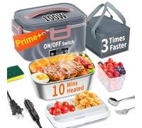 IFENROL - Electric Lunch Box for Adults, 100W 3 in 1 1.8L Heated Lunch Box for Men, Portable with Double Layer, Fast Heating Food Warmer, 12V/24V/110V for Car, Truck,