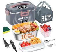 IFENROL - Electric Lunch Box for Adults, 100W 3 in 1 1.8L Heated Lunch Box for Men, Portable with Double Layer, Fast Heating Food Warmer, 12V/24V/110V for Car, Truck,