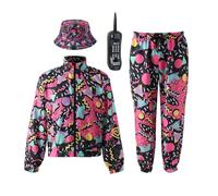 IFFEI Fancy 80s Dress Men Women outfit, Funny Rapper, 1980s Disco Fancy Dress mens adult, 90s Outfits Fashion Retro Tracksuit for Halloween Carnival Party XXL
