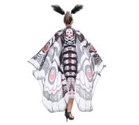 IFFEI Halloween Moth Wings Costume Butterfly Shawl Moth Wings Cape Costume Accessory with Headband (black)