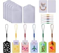 iFForce Sublimation Blank Luggage Tag Double-Sided | 12 Sets Ideal Sublimatable Suitcase Labels with Colorful Strings & Thank You Cards | Customized Lightweight Neoprene Badge Gift to Men Women Teens