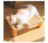 ifgswopq Dog beds Pet Bed, Solid Wood Pet Bed, Hand-Woven Paper Rope, Cat Bed Low Stool, Sturdy and Durable