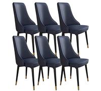 IFHBFD Kitchen Kitchen Dining Chair Set Of 6 Sturdy Carbon Steel Metal Legs Microfiber Leather Living Room Lounge Chairs,Dark Blue