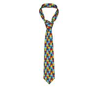 IFHSIGoe Color Puzzle Autistic Disorder Pattern Men'S Animal Tie Silk Tie Gift Suit Wedding Tie Handkerchief Set Business Cufflinks Woven Casual Tie Set