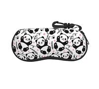 IFHSIGoe Cute Animal Panda Print Glasses Case Soft Neoprene Zipper Glasses Pouch Portable Eyeglasses Bag With Hook For Women Men
