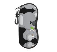 IFHSIGoe glasses case koala eat leaf printing Portable Neoprene Sunglasses Soft Case Ultra-light and convenient soft shell glasses bag with carabiner