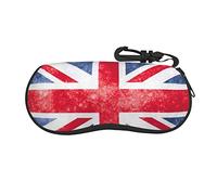 IFHSIGoe Glasses Case, Vintage Union Jack British Flag Soft Sunglasses Case Protective Eyewear Case Bag with Hook for Men Women