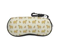 IFHSIGoe Golden Retriever Dogs Pattern Glasses Case Soft Eyeglass Case Zipper Sunglasses Bag with Key Carabiner for Women Men