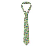 IFHSIGoe Mens Novelty Necktie Tropical Plants And Parrots Tie Comfortable Neck Tie For Men