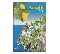 IFHSIGoe Metal Tin Sign Amalfi Coast Tin Sign Travel Vintage Art Wall Decor Sign Home Kitchen Bar Patio Cave Funny Decor 20x30 CM