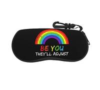 IFHSIGoe Pride Month Lgbtq Gay Pride Ally Glasses Case Soft Neoprene Zipper Glasses Pouch Portable Eyeglasses Bag With Hook For Women Men