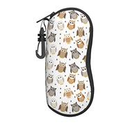IFHSIGoe Soft Glasses Case, Owl Pattern Sunglasses Case Protective Eyewear Case Bag with Hook for Men Women