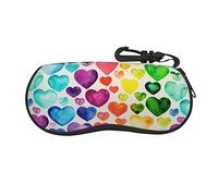 IFHSIGoe Sunglasses Zipper Rainbow Hearts Soft Case Carrying Neoprene Glasses Case Travel Glasses Case, Rainbow Hearts, One size