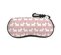 IFHSIGoe Westie Dogs Pattern Glasses Case Soft Eyeglass Case Zipper Sunglasses Bag with Key Carabiner for Women Men