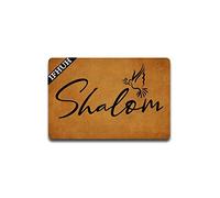 IFHUH Shalom Doormat Funny Doormat Sayings Front Door Mat Rubber Non Slip Backing Funny Welcome Mat Indoor Outdoor Rug 23.6 in(W) X 15.7 in(L)
