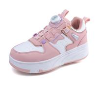 IFIKK Students Children's Shoes Four Wheel Light Shoes Girls and Boys Invisible Roller Shoes Large Size Outdoor Sports Shoes, A002, 1.5 UK Child