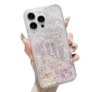 iFiLOVE for iPhone 12 Pro Max Bling Liquid Castle Fireworks Case, Cute Luxury Sparkle Flowing Glitter Quicksand Shockproof Protective Case Cover for Girls Women Kids (Pink)