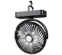 IFINIC Amacool 10000mAh Battery Operated Camping Fan with LED Light-7 inch USB Fan with Hanging Hook for Tent Car RV Hurricane Emergency Outage