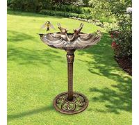 IFJA 28 Inch Height Polyresin Lightweight Antique Outdoor Garden Bird Bath Copper
