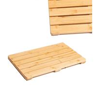 IFJA Bamboo Wooden Bathroom Duck Board - Large Natural Anti-Slip Floor & Shower Bath Mat - Premium Quality Rectangular Home Spa Bath Boards - Indoor & Outdoor Deluxe Slatted Wood Duckboard - 50 x 33cm
