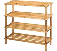 IFJA Freestanding 4 Tier Bamboo Shoe Rack Strong Heavy Duty Durable | Wooden Footwear Storage Unit Space Saving Ideal Shoe Organizer for Living Room, Hallways and Bedrooms | W64 x D26 x H67cm