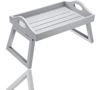 IFJA wooden lap tray, foldable bed table or bed tray, portable tray table with folding legs, sofa tray for serving snack "Live comfortably with our bed tray table" (Grey)