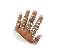 IFKM 51 Pcs Gold Knuckle Rings Set For Women Girls Vintage Stackable Joint Finger Midi Rings Dainty Cubic Zirconia Crystal Simple Twist Hollow Cute Rings Pack Jewelry Gift, Crystal, Cubic Zirconia