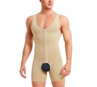 IFKODEI Men Shapewear Tummy Control Bodysuit Waist Trainer Full Body Shaper Fajas Compression Shirts Shorts Slim Belly, Beige With Hooks, XL/XXL