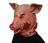 ifkoo Scary Pig Head Mask Halloween Latex Carnival Masquerade Costume Cosplay Props Bloody Pig Head Butcher Horror Adult Mask