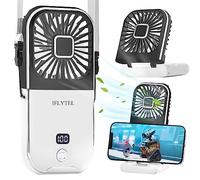 IFLYTEL Portable Mini Fan, Black Foldable Personal Handheld Portable Fan with Power Bank, Mini Fan USB Rechargeable, Phone Holder, 4 Speeds Adjustment for Womens Girls Kids Travel Outdoor Office
