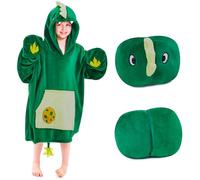IFNOW Wearable Blanket Hoodie for Kids, Oversized Warm Cozy Teen Blanket Sweatshirt Animal Hoodie with Portable Foldable Blanket Pillow Cuffs with Animal Embroidery, Dinosaur