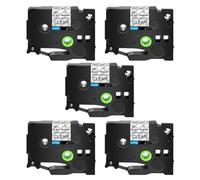 IFNSBUAYW 5PK 12mm Tack Acrylic Adhesive Label Tapes Black On White Clear Yellow Compatible With TZE-S231 S131 Label Makers Universal Fit Third Party Replacement(5PK Black on clear)