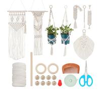 IFNUNLY 8 Set DIY Macrame Kit for Beginners 3 Style Macrame Wall Hanging Tapestry Handmade Boho Macrame Wristlet Keychain White Macrame Plant Hanger Kit with Instruction Birthday Gift Home Decor