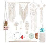 IFNUNLY 8 Set DIY Macrame Kit for Beginners Star DIY Macrame Dream Catcher Kit Handmade Macrame Plant Hanger Kit for Adults Macrame Wall Hanging Tapestry with Instruction Birthday Gift Decor