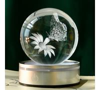 IFOLAINA 3D Butterfly Crystal Ball Etched Butterfly Decor Night Light for Home Decor Butterfly Figurine Gift for Women Butterfly Lamp for Bedroom Unique Butterfly Gifts for Her