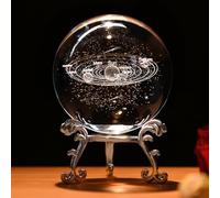 IFOLAINA 3D Solar System Crystal Ball 2.4" Astronomy Gifts for Women Men the Solar System Model Glass Paperweights for Physicist Decorative Planets with Stand Space Decor