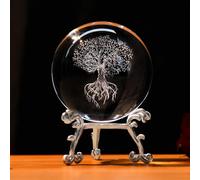 IFOLAINA 3D Tree of Life Crystal Ball Paperweight Glass Sphere Figurines for Home Decor Ideal Fengshui Ornament for Home Decoration