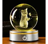 IFOLAINA Cat Lovers Gifts for Women 3D Crystal Ball Decor Lamp Cat Themed Gifts for Her Birthday Christmas Kitten Snow Globe