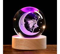 IFOLAINA Moon Fairy Crystal Ball Fairy Gifts for Girls Her Fairy Lovers Birthday Gifts for Daughters 3D Crystal Fairy Sphere Lamp Decorative Fairy Figurine Home Decor