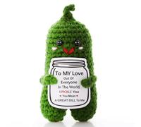 IFOLAINA to My Love Crochet Pickle Present for Women Men Mini Funny Pickle Wife Gifts from Husband Love You Gifts for Her Him Anniversary Handmade Emotional Positive Crochet Decor
