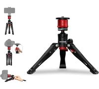 IFOOTAGE Cobra 3 Monopod Base,10" Desktop Mini Tripod,Small Camera Tripod for,Monitor,Phone Holder Clip,Mini Ball Head,LED Flash,1/4"&3/8" Automatic Switching Screw,Load up to 17.64lb/8kg