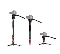 IFOOTAGE Cobra 3 Monopod Kit with Fluid Head C180F-P + K5S, Carbon Fiber Monopod with Feet for DSLR Cameras - Canon, Nikon, Sony, Olympus, Panasonic - Maximum Height 71" - Payload 17.64Lbs/8KG
