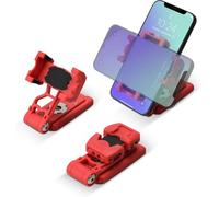 IFOOTAGE Universal Phone Tripod Mount Adapter with Cold Shoe, 360° Rotation Cell Phone Holder for Tripod, Selfie Stick, Desk Phone Stand with Adjustable Clamp, Red