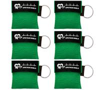 ifory 6 Counts CPR Pocket Mask Keychain, CPR Face Shield, Green | CPR Mask for Pocket or Key Chain with One Way Valve Breathing Barrier for First Aid or ADE Training