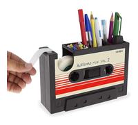 ifreeside Retro Cassette Heat Tape Dispenser with Pen Holder for Desk Vintage 80s Office Mate Recycled 2-in-1 Office Stationery Storage (Red Tape)