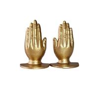 ifreeside Set 2 Prayer Hand Decorative Retro Novelty Bookend Heavy Duty Book Stopper Holders Cast Iron (Gold Prayer Hand)