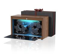 iFregga Watch Winder, Multi-Slots Automatic Watch Winders with Serenity Blue Backlight and Memory Foam Pad, Open Lid Tech, 4 Modes (Adapter Not Included), 6-Slots, 6-Slots, Modern