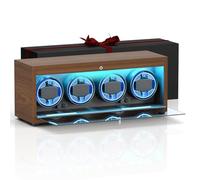 iFregga Watch Winder, Muti-Slots Automatic Watch Winders with Serenity Blue Backlight and Memory Foam Pad, 4 Rotation Modes(Adapter Not Included), Wooden-A, Modern