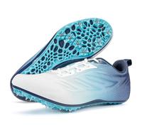 Ifrich Track and Fields Sneakers Mens Womens Track Running Shoes Athletes Sprinter Racing Shoes Spikes Track Shoes for Students Boys Girls, Black Blue, 5